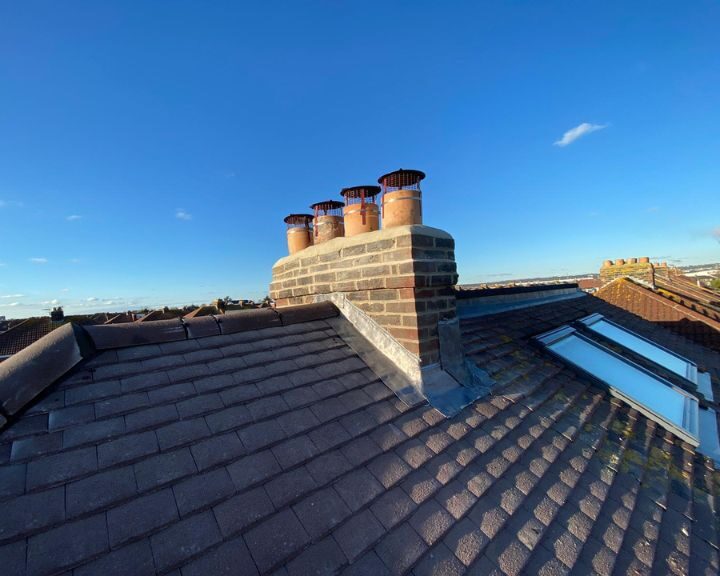 A new chimney stack installed on a roof in Guildford.